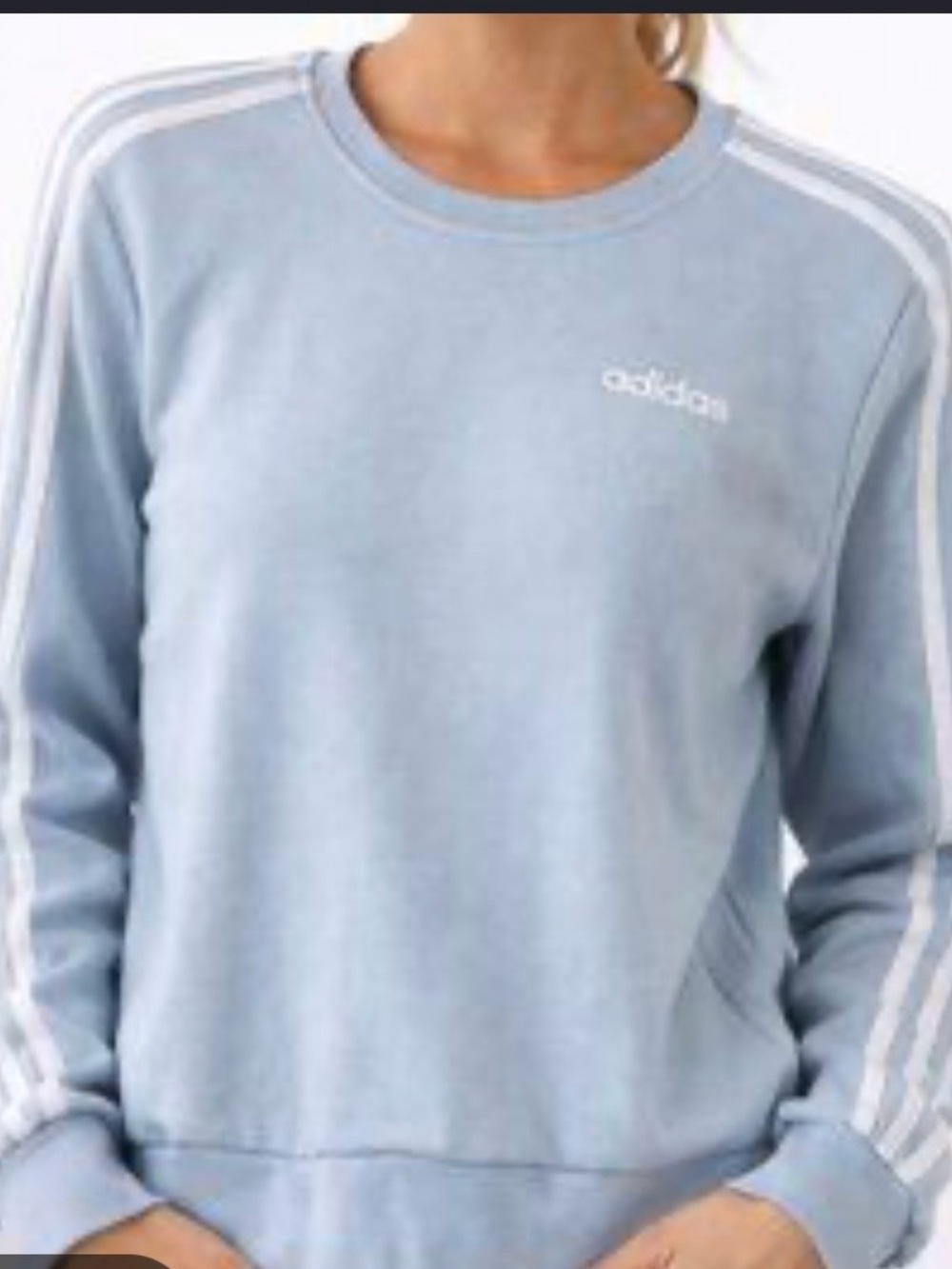 adidas Light Blue Crewneck Sweatshirt with White Stripes